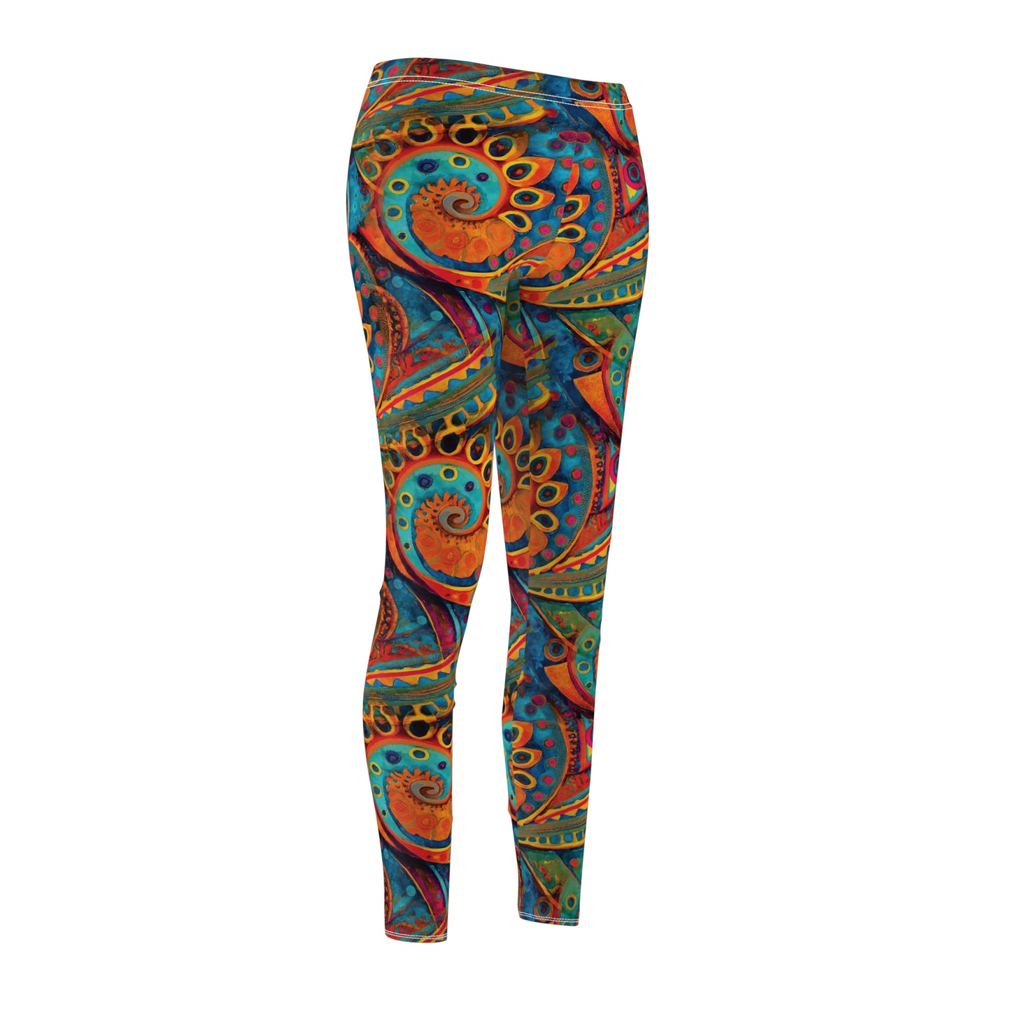 Deep Bohemian Swirls - Women's Cut & Sew Casual Leggings