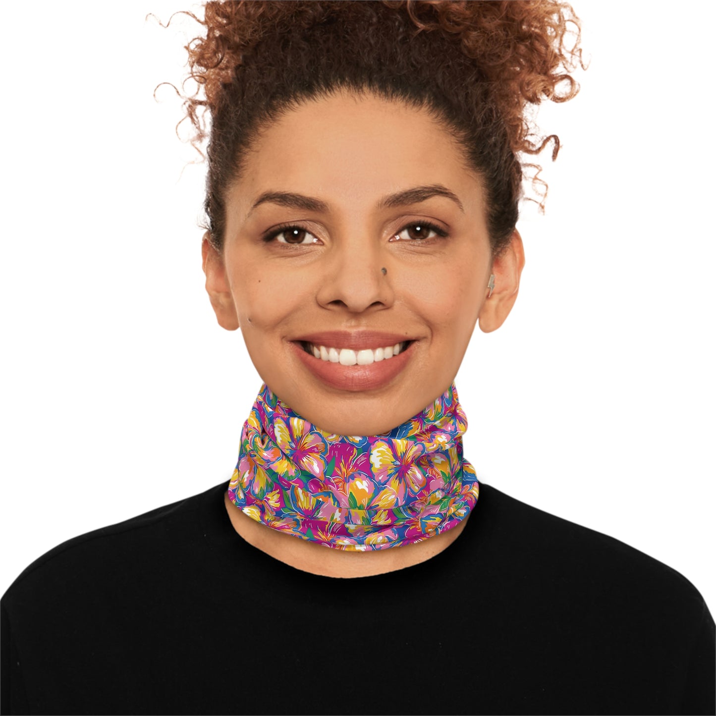 Bold Hibiscus Neck Gaiter – Tropical Warmth for Any Season