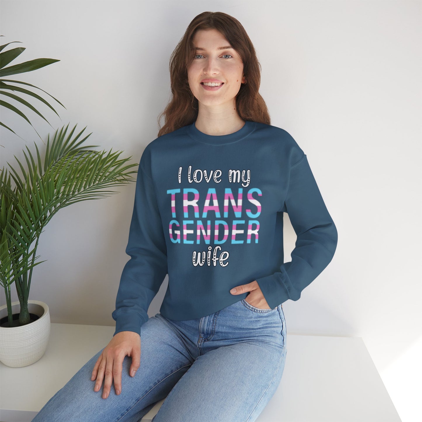 I Love My Transgender Wife | Unisex Heavy Blend™ Crewneck Sweatshirt