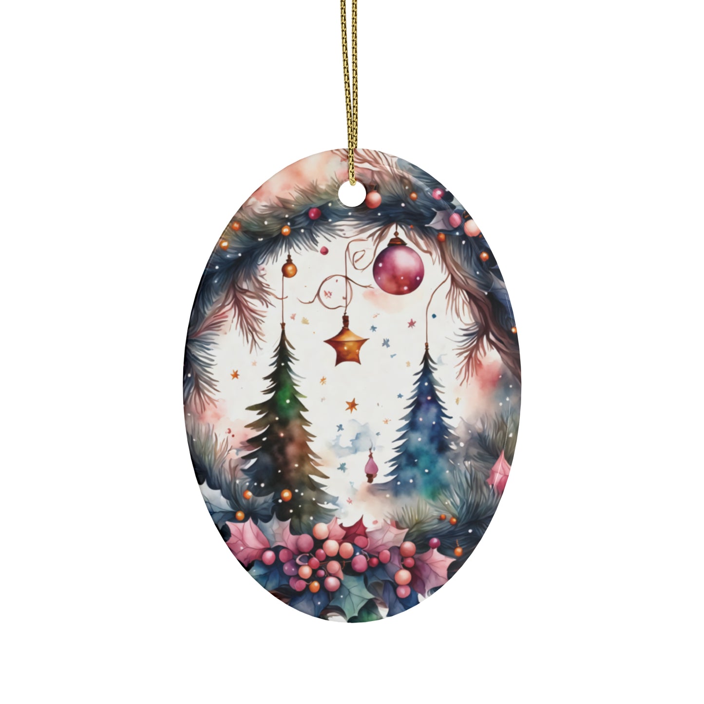 Idyllic Fantasy Christmas Scene | Ceramic Ornaments (1pcs, 5pcs, 10pcs, 20pcs) - 15