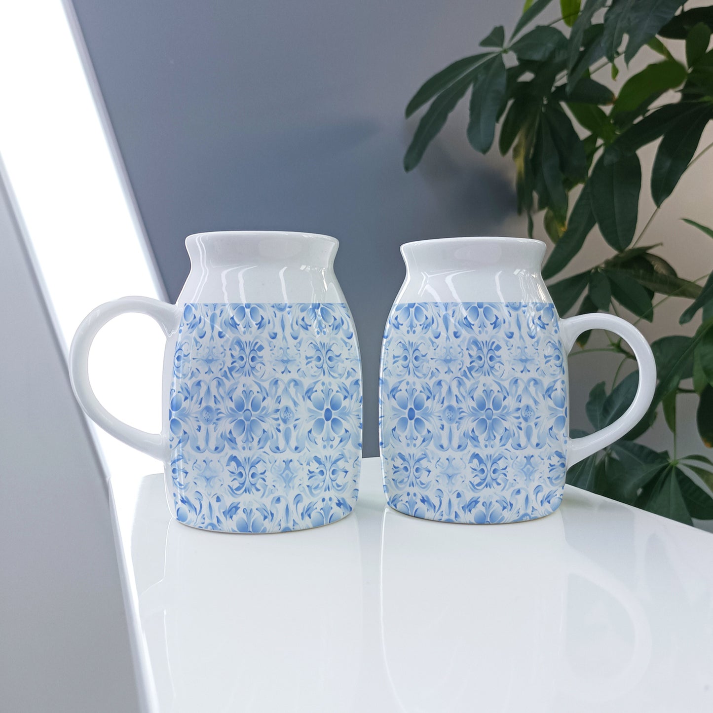 Light Blue Floral 450 ml Milk Vase