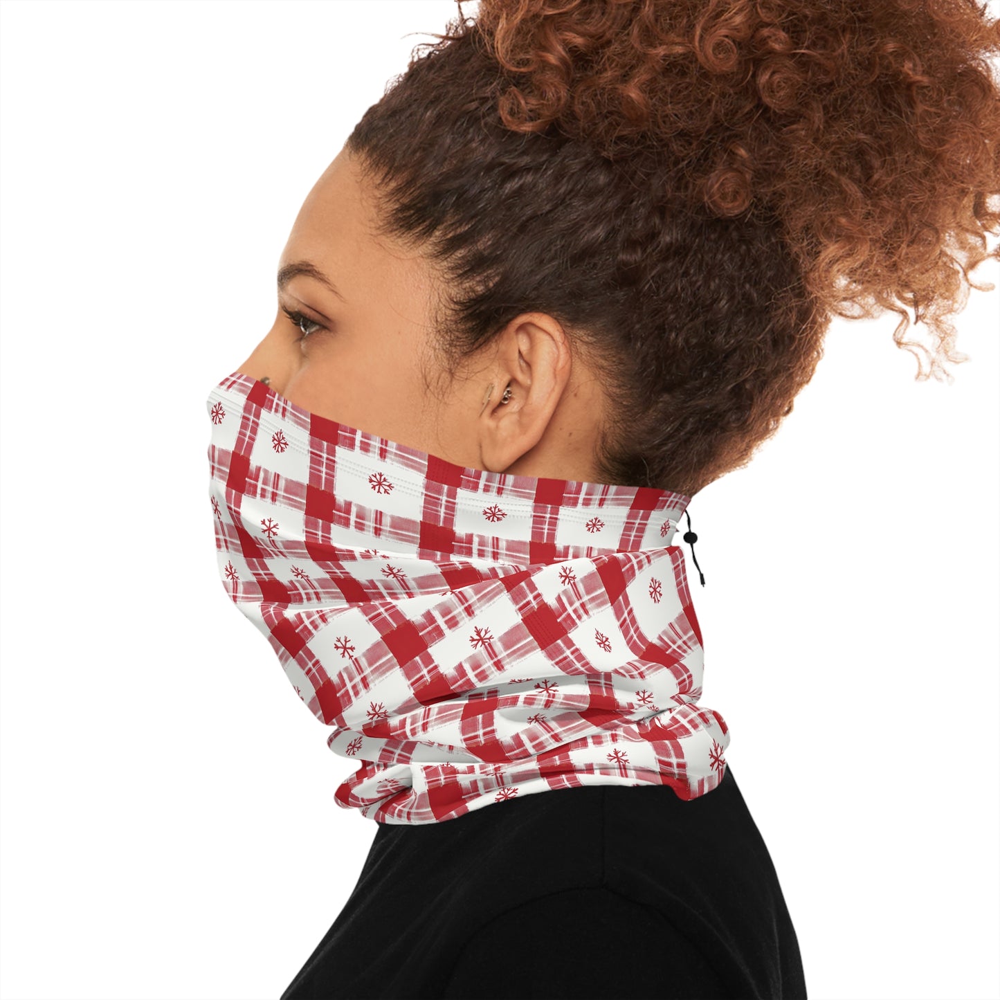 Snowflake Plaid Gaiter – Winter Warmth in Classic Red