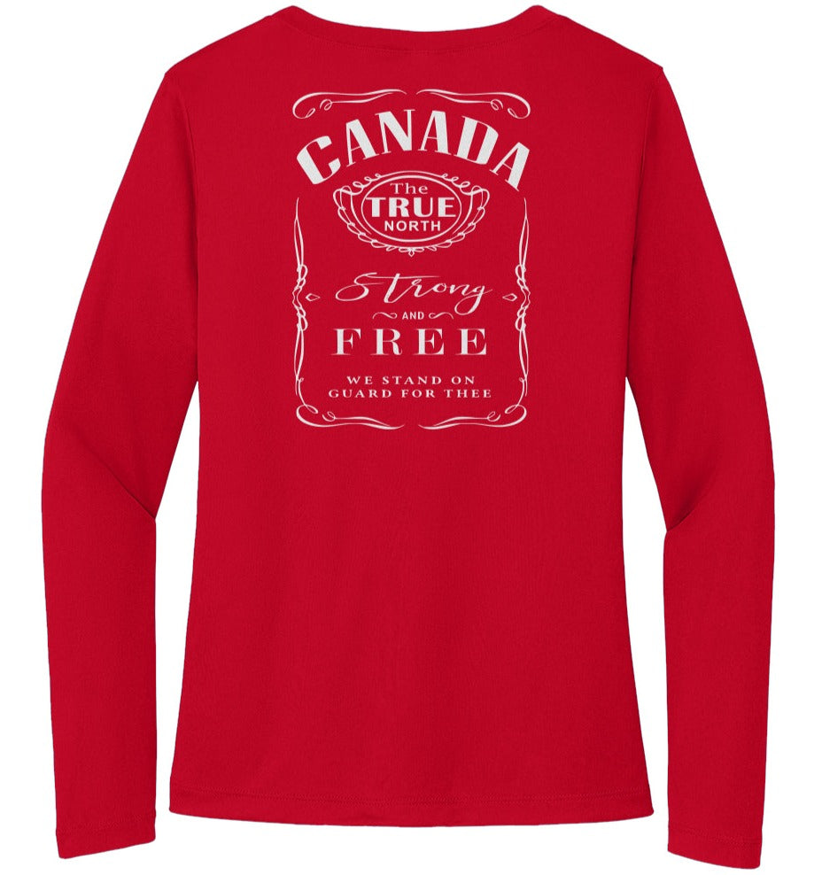 Red with white print Sport-Tek Ladies Long Sleeve Tee