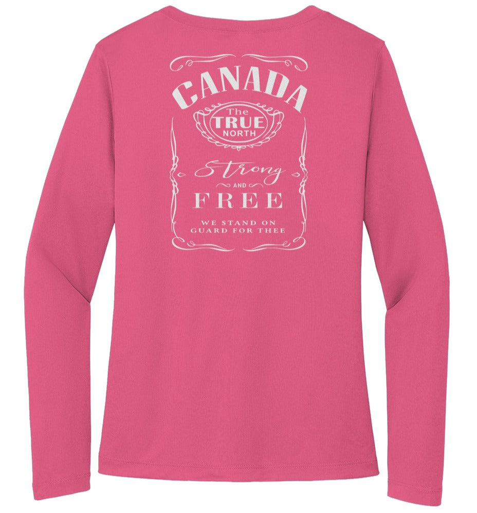 Neon Pink White print Sport-Tek Ladies Long Sleeve Tee