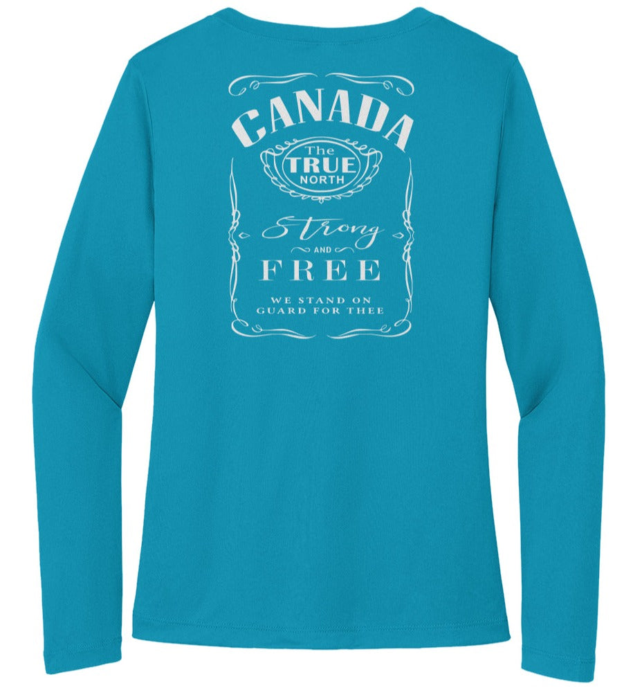 atomic blue with white print Sport-Tek Ladies Long Sleeve Tee