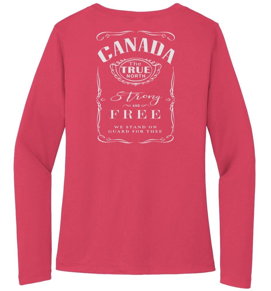 hot coral white print Sport-Tek Ladies Long Sleeve Tee