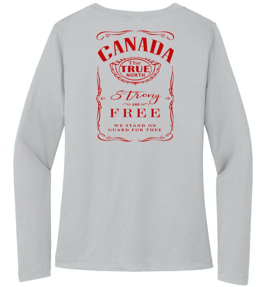 silver with red print Sport-Tek Ladies Long Sleeve Tee