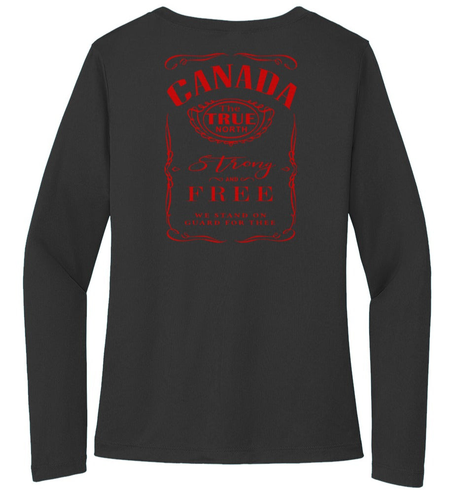 black with red print Sport-Tek Ladies Long Sleeve Tee