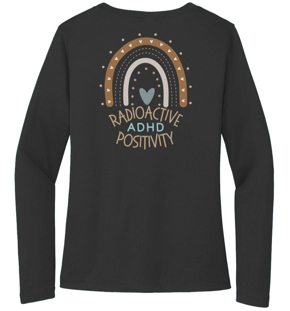 ADHD Radioactive Positivity - Sport-Tek Ladies Long Sleeve Tee - ADHD Awareness