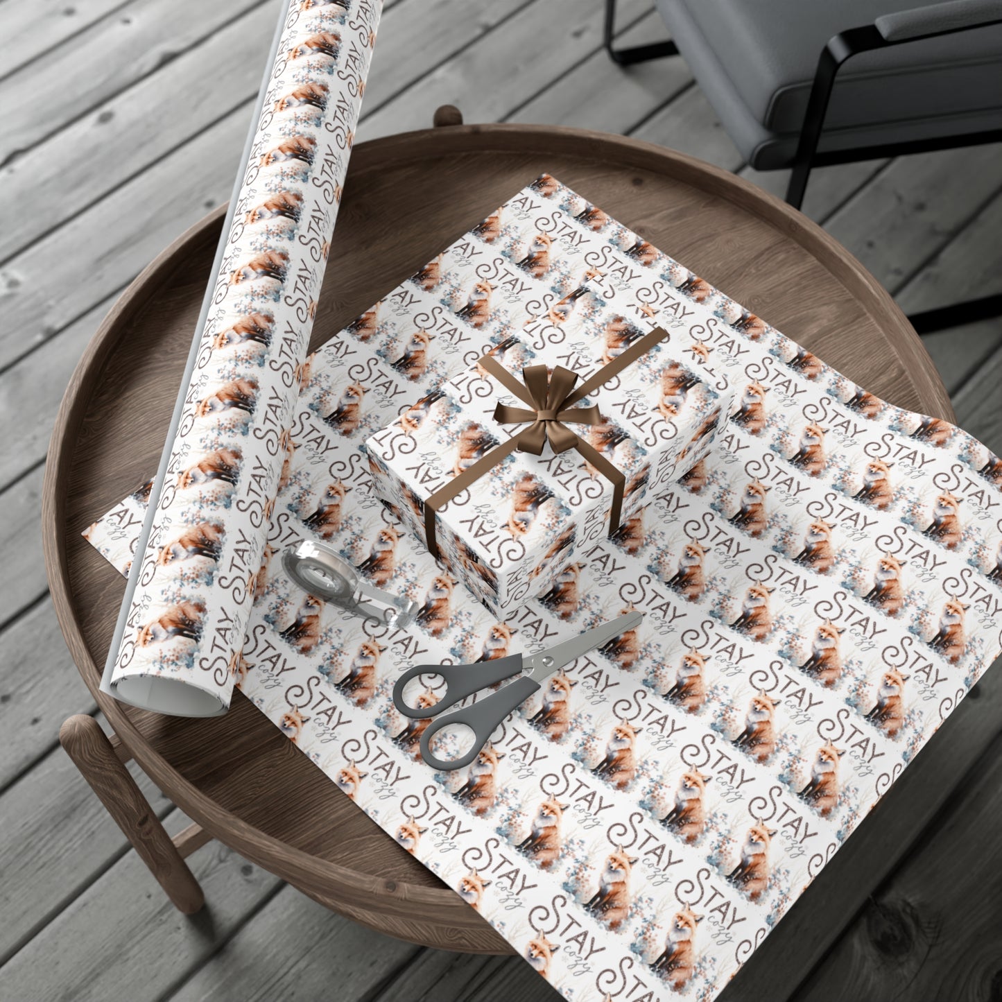 Stay Cozy - Wrapping Paper - Fox Christmas Wrap