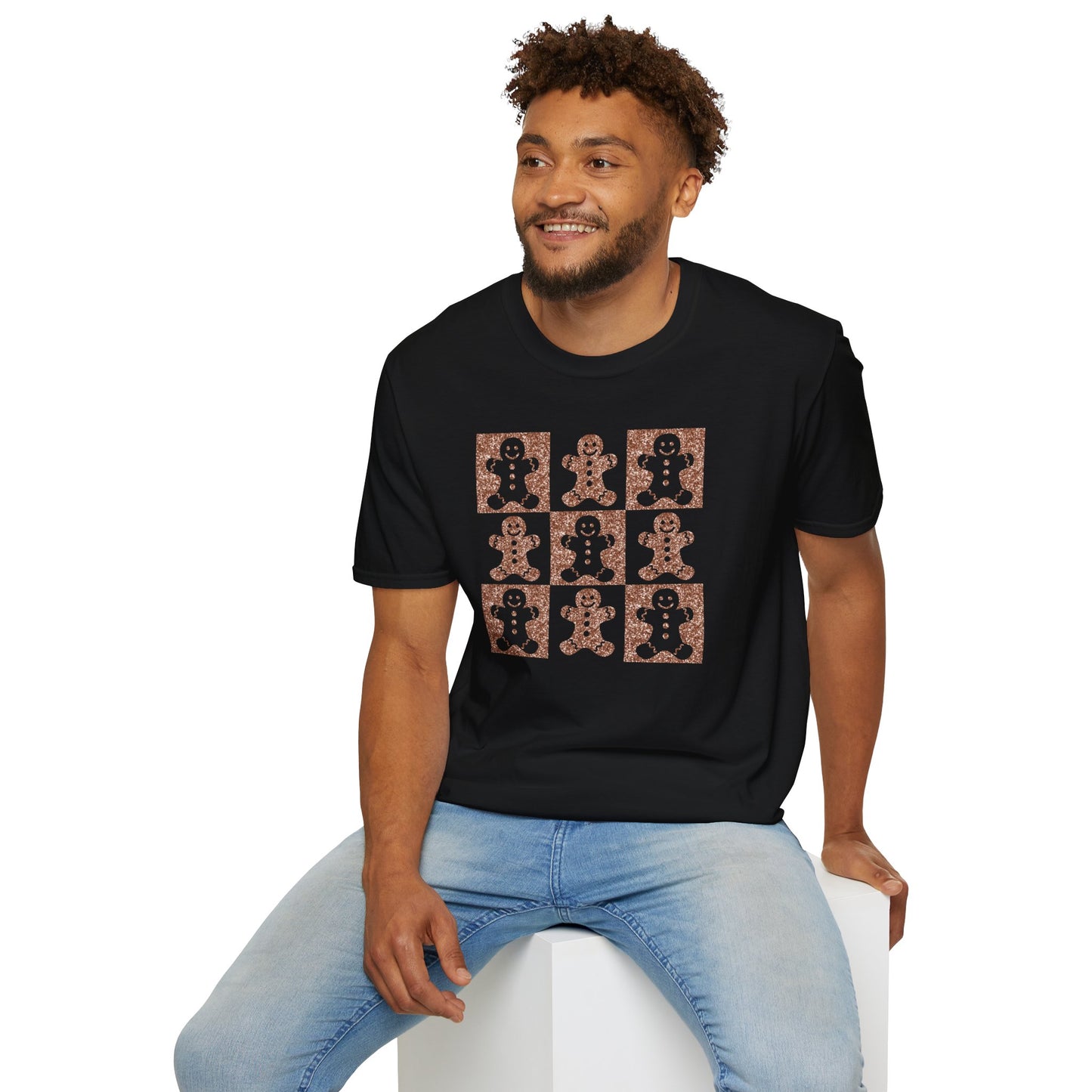 Glittery Gingerbread Men - Popular Softstyle Unisex Christmas T-Shirt