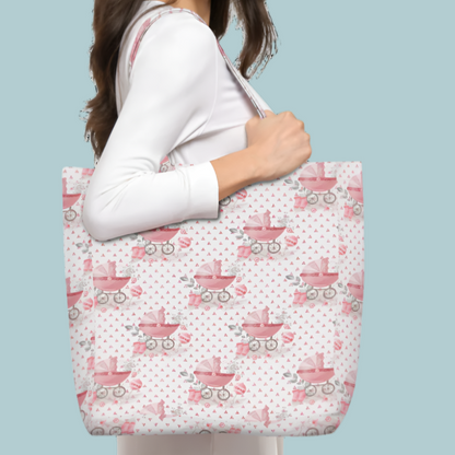 Mother's Helper Pink - Large Tote Bag Lined with Inside Pocket