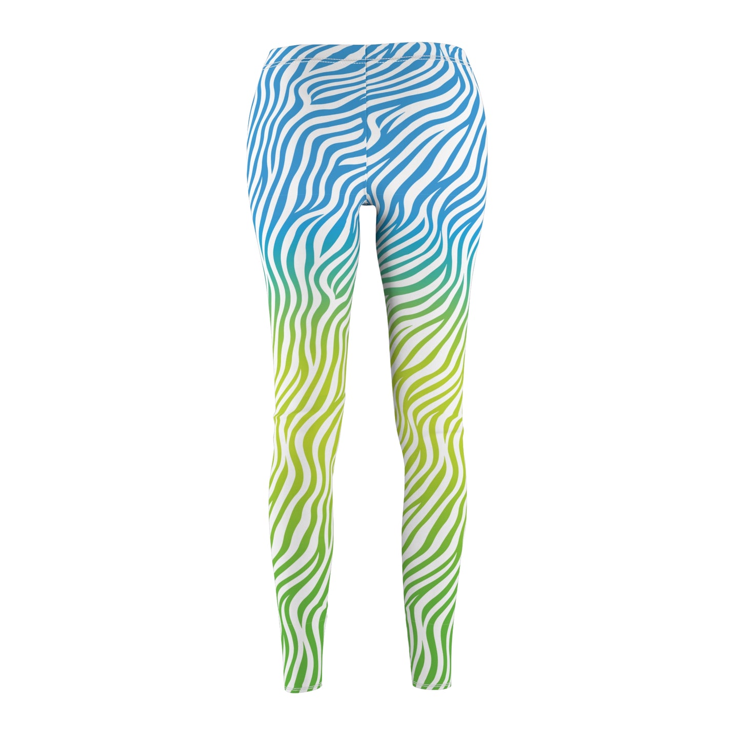 Blue Yellow Green White Zebra Neon Leggings