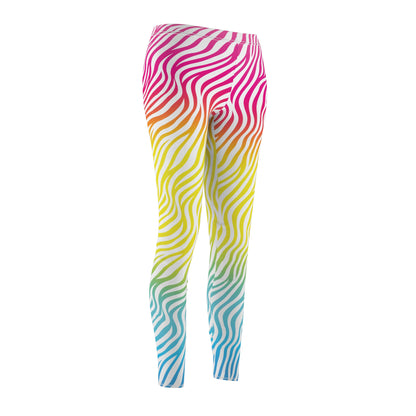 White Zebra Print Neon Leggings