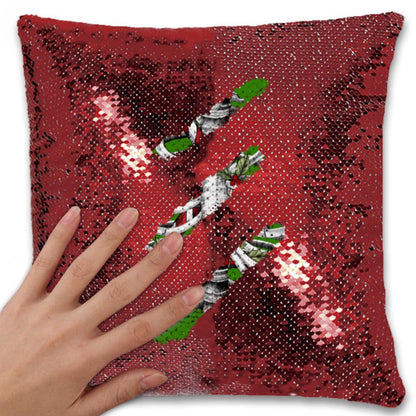 Candy Canes and Bones – Festive Goth Christmas Sequin Pillowcase – Soft, Durable, and Elegant Home Décor