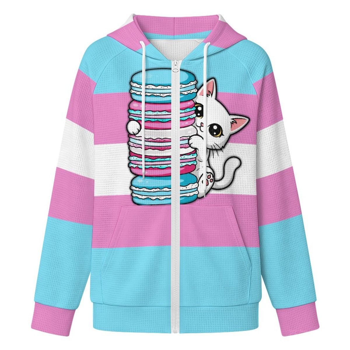 Trans Flag Pride | Waffle Hoodie Zipper Sweater