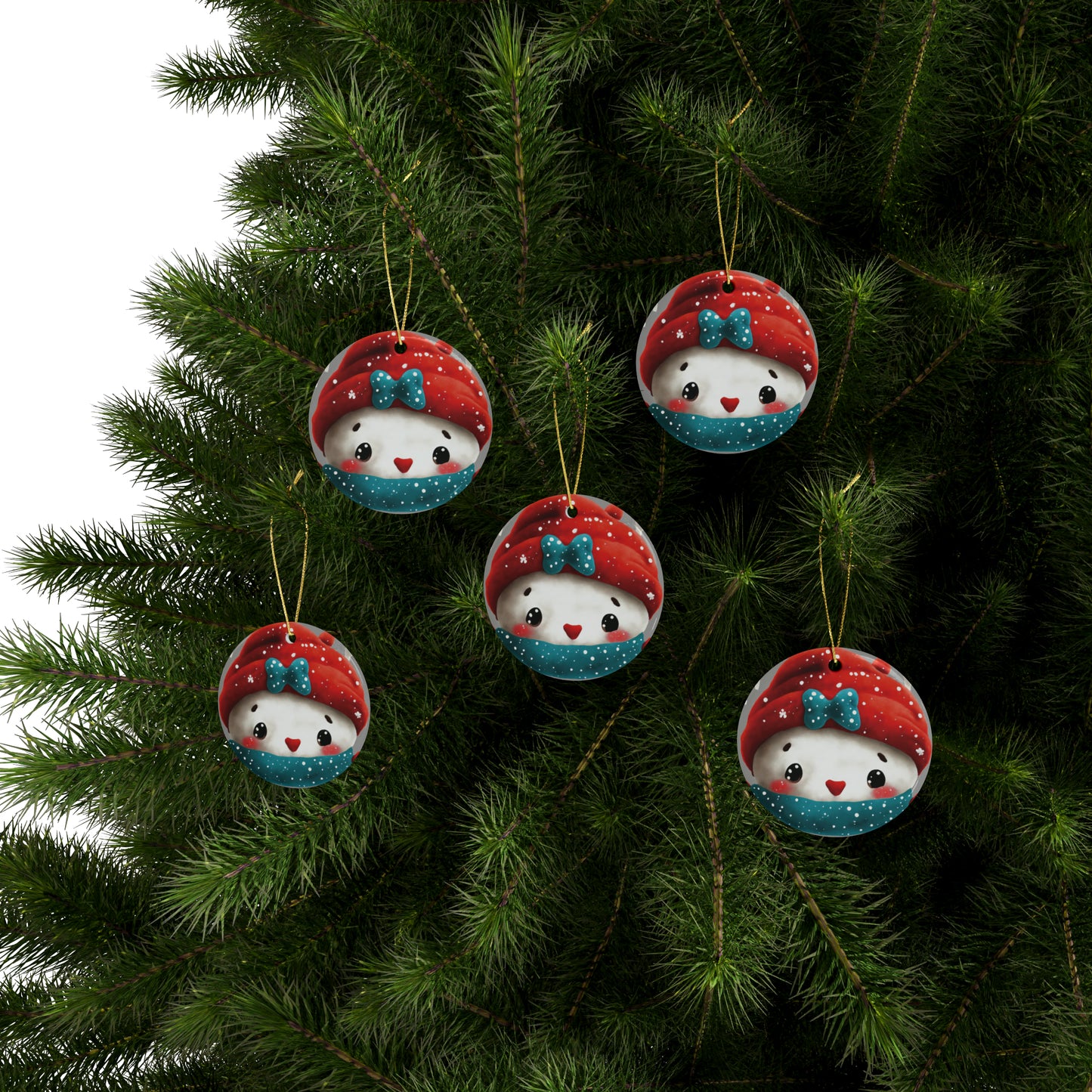 Woodland Creature | Ceramic Christmas Ornaments (1pcs, 5pcs, 10pcs, 20pcs) - Design 9