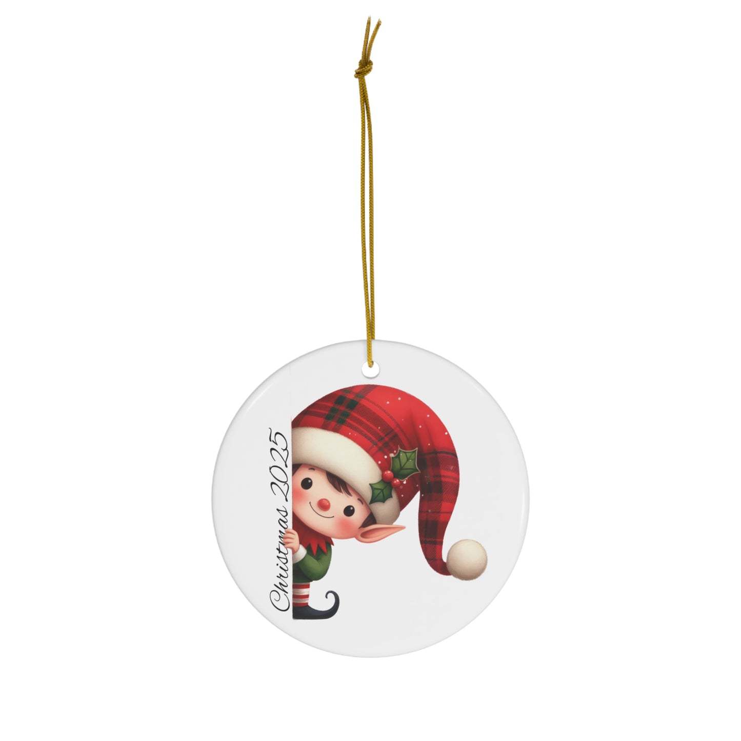 Christmas 2025 | Peeking Elf Ceramic Ornament, 1-Pack
