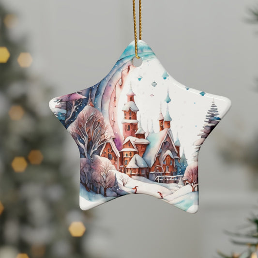 Idyllic Fantasy Christmas Scene | Ceramic Ornaments (1pcs, 5pcs, 10pcs, 20pcs) - 3