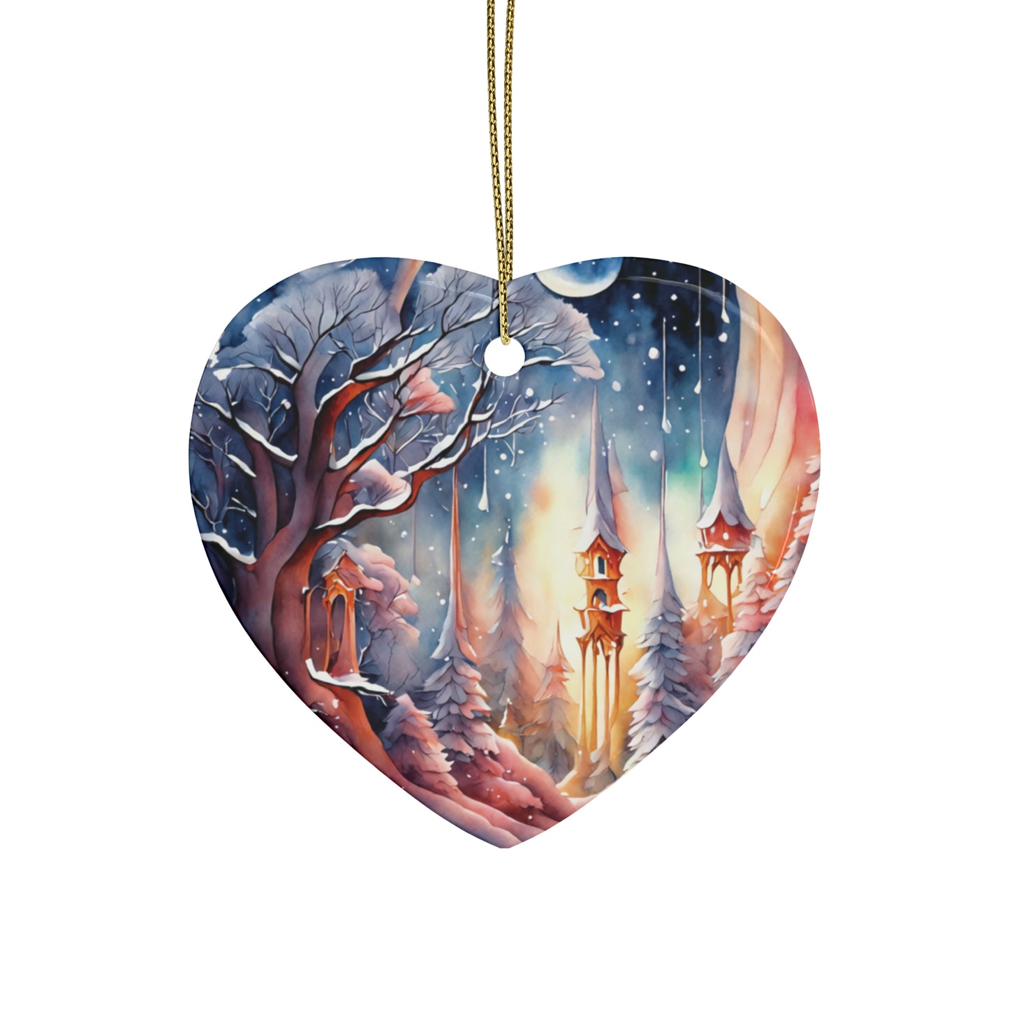 Idyllic Fantasy Christmas Scene | Ceramic Ornaments (1pcs, 5pcs, 10pcs, 20pcs) - 5