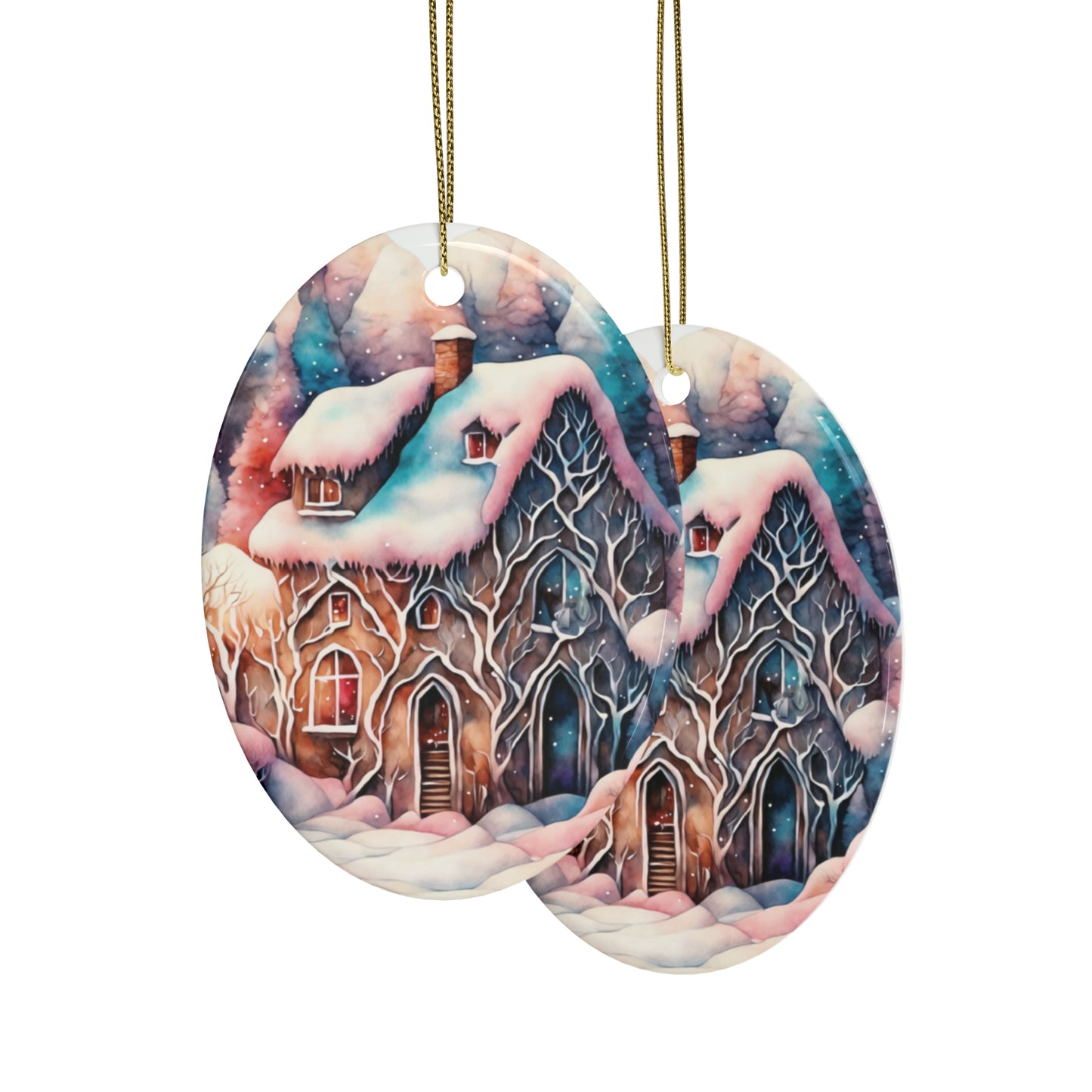 Idyllic Fantasy Christmas Scene | Ceramic Ornaments (1pcs, 5pcs, 10pcs, 20pcs) - 9