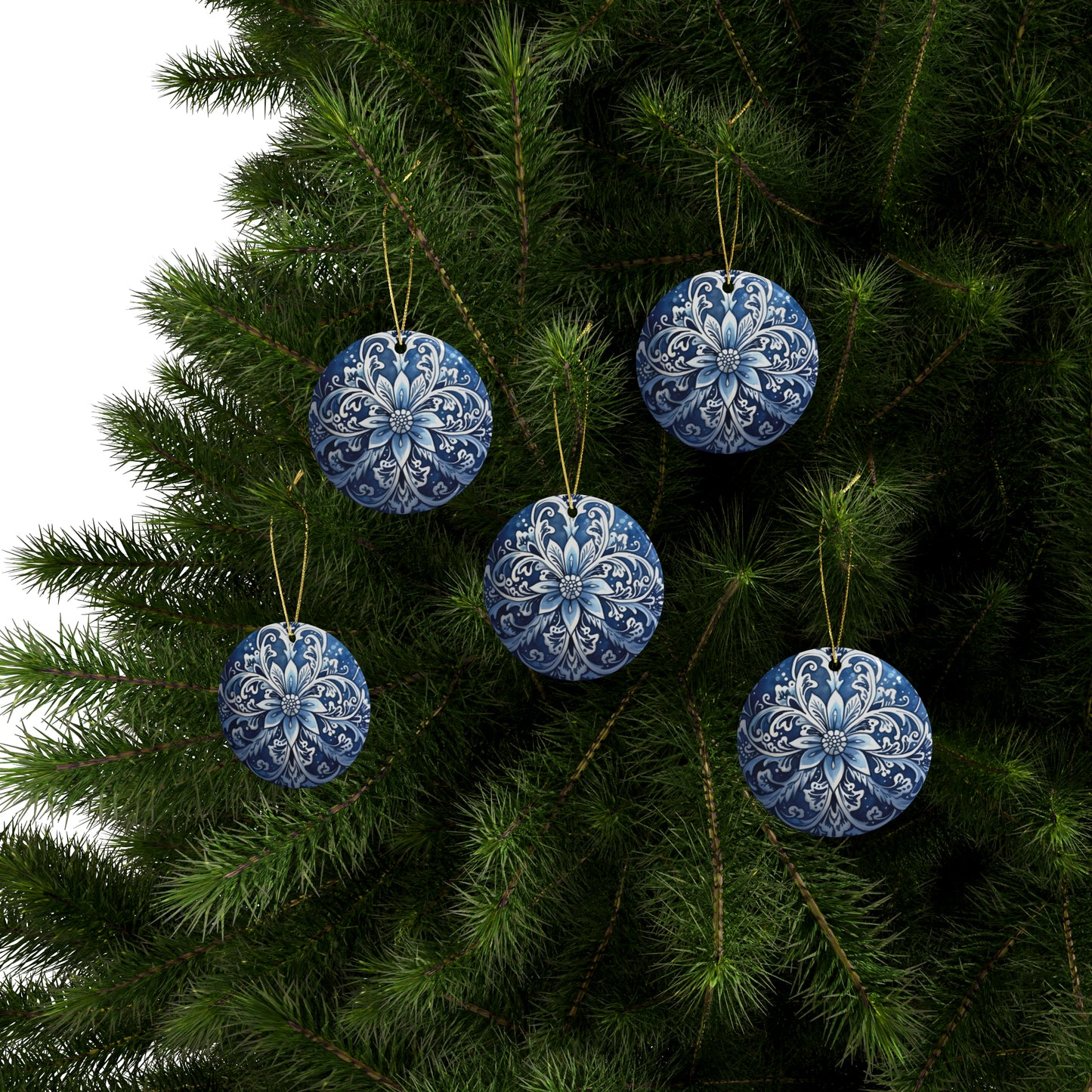 Blue Swirl Ceramic Christmas Ornament (1pcs, 5pcs, 10pcs, 20pcs)