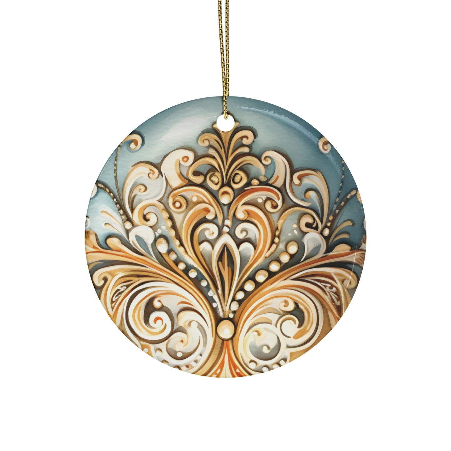 Blue & Gold Ceramic Christmas Ornaments (1pcs, 5pcs, 10pcs, 20pcs)