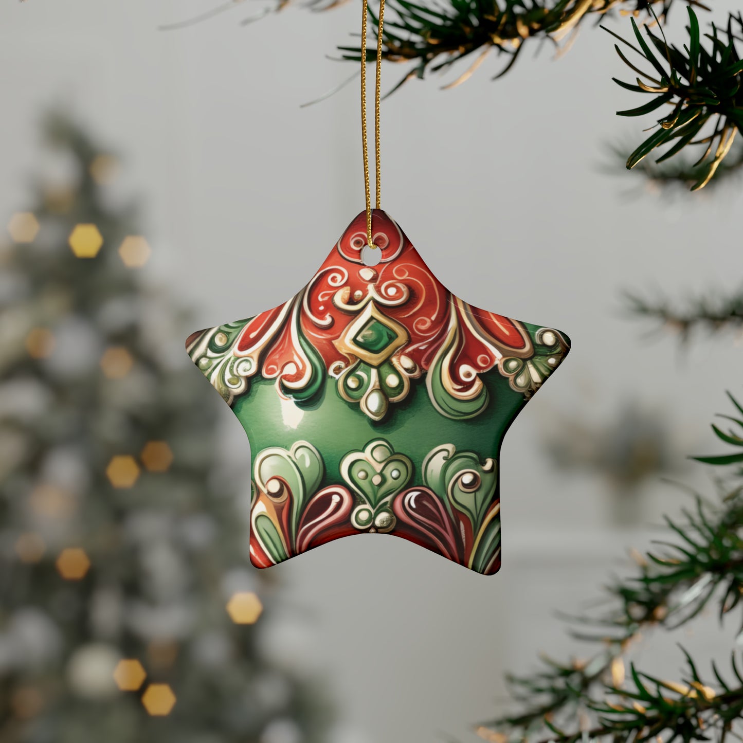 Red & Green Emerald Ceramic Christmas Ornaments (1pcs, 5pcs, 10pcs, 20pcs)