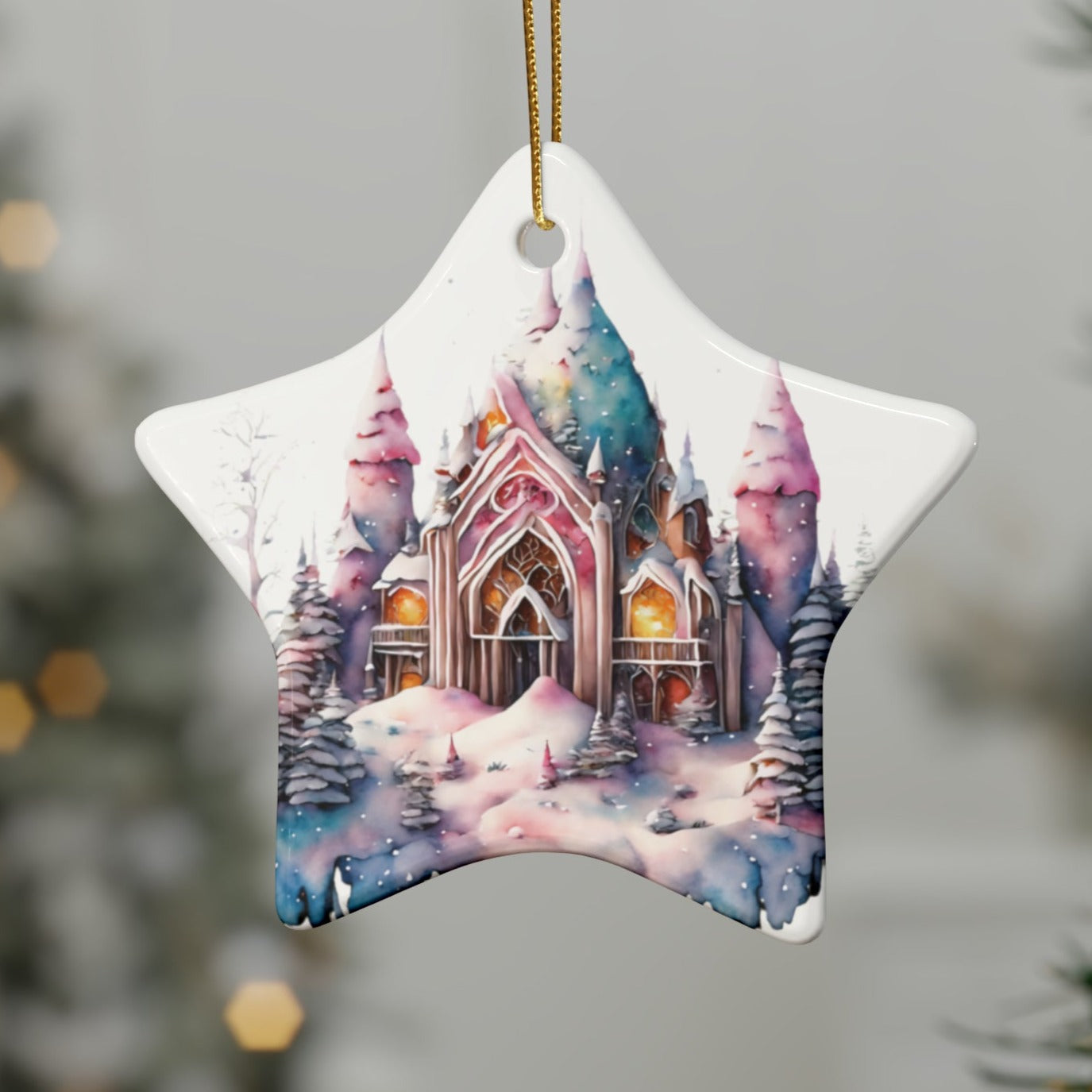 Idyllic Fantasy Christmas Scene | Ceramic Ornaments (1pcs, 5pcs, 10pcs, 20pcs) - 4