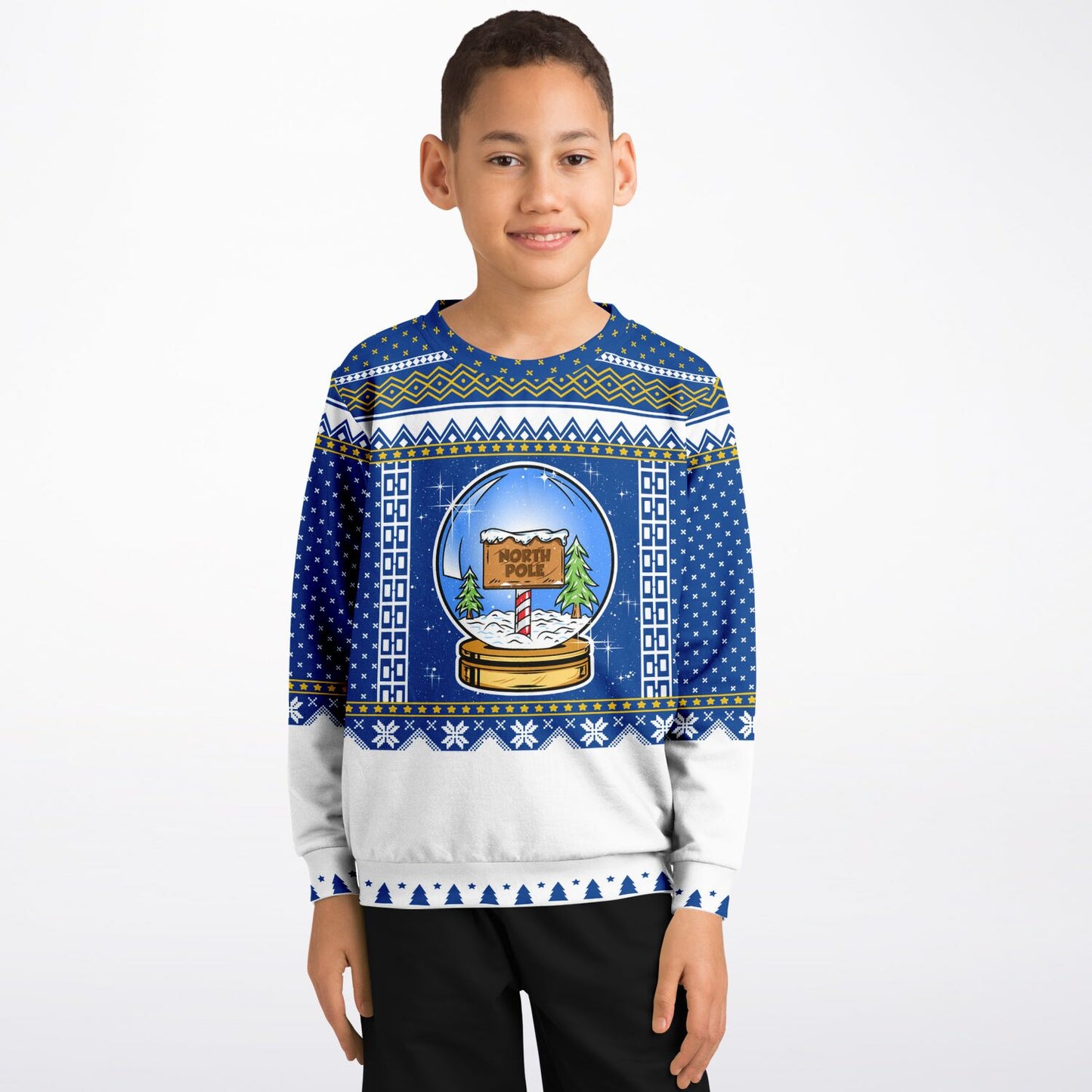 Christmas North Pole Globe Kids Athletic Long-Sleeved Top - Eco-Friendly & Dynamic