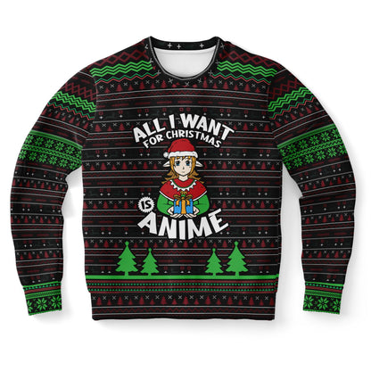 All I want for Christmas is Anime Ugly Christmas Sweater - Athletic Sweatshirt