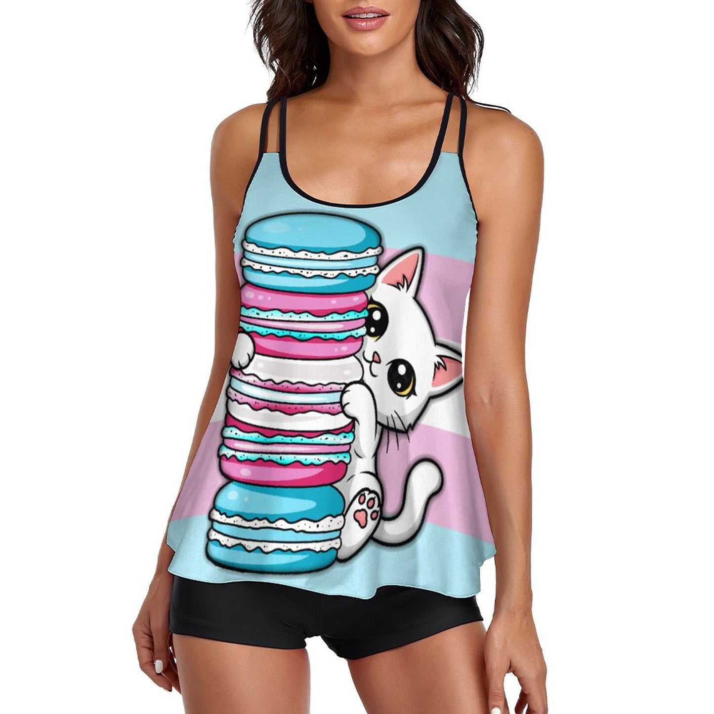 Peeking Kitten | 2-Pc Tankini Swimsuit