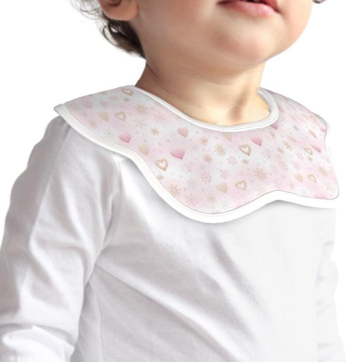 Subtle Hearts - Soft Petal-Shaped Reversible Baby Bib – Cotton Comfort for Little Ones