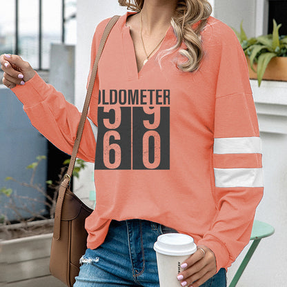 Oldometer 59->60 Fun Women's Casual Loose V-Neck Sweatshirt