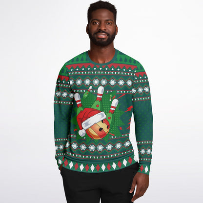 Bowling Christmas Ugly Sweater - Athletic Sweatshirt