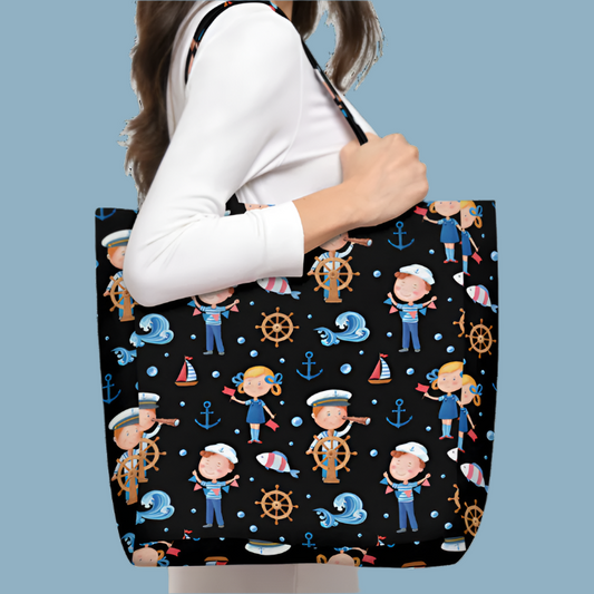 Parent's Helper - Navy Sailors | Large Lined Eco Tote Bag with Inside Pocket – Built for Real Life