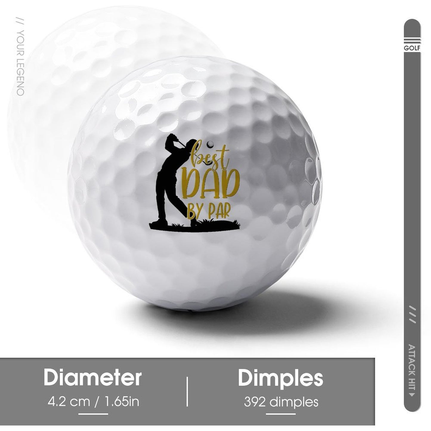 Best Dad By Par | Two-Layer Golf Ball – Fun Gift for Golf Dads