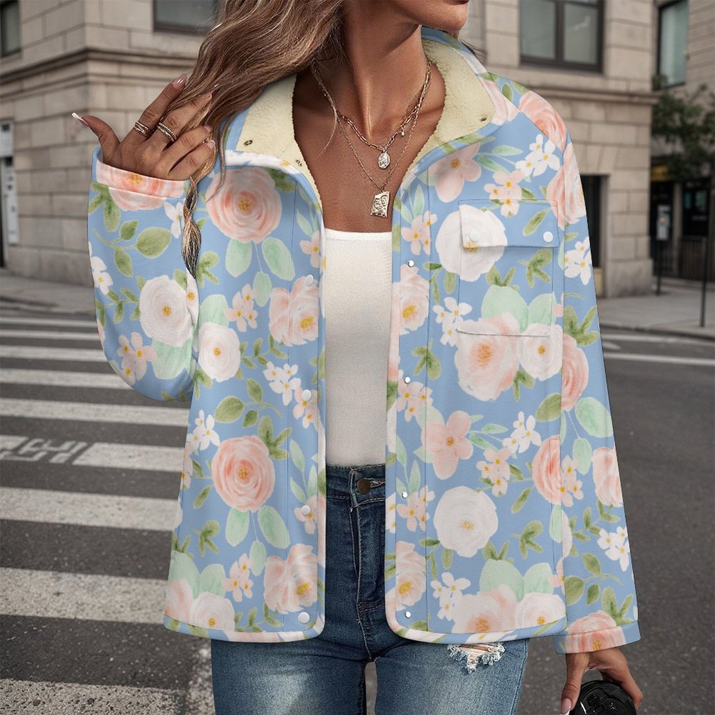 Easy Florals | Women's Casual Fleece Jacket - Warm, Soft, and Weekend-Ready