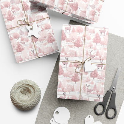 Pretty in Pink Reindeer - Premium Satin Finish Gift Wrap Papers