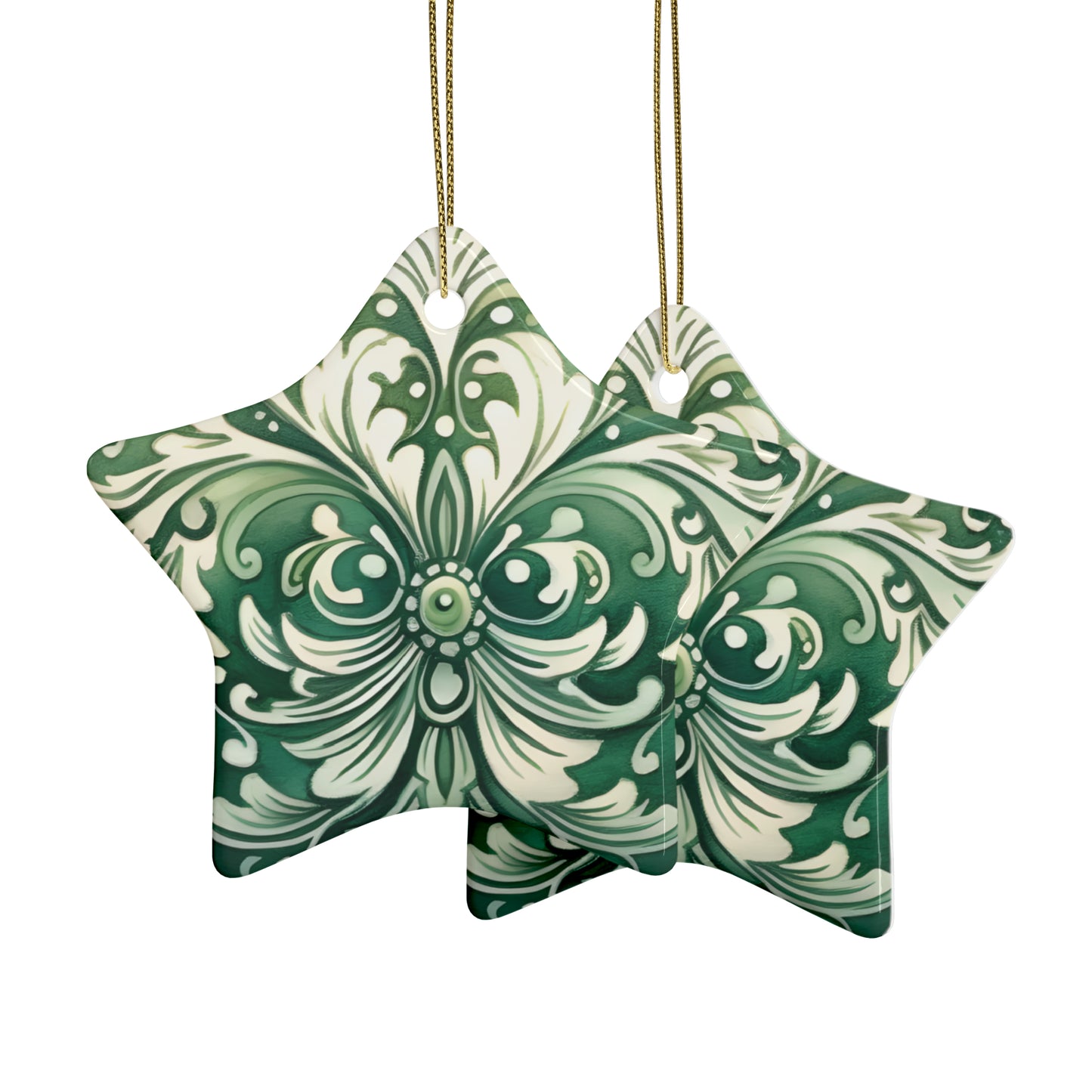 Green Swirl Ceramic Christmas Ornaments (1pcs, 5pcs, 10pcs, 20pcs)