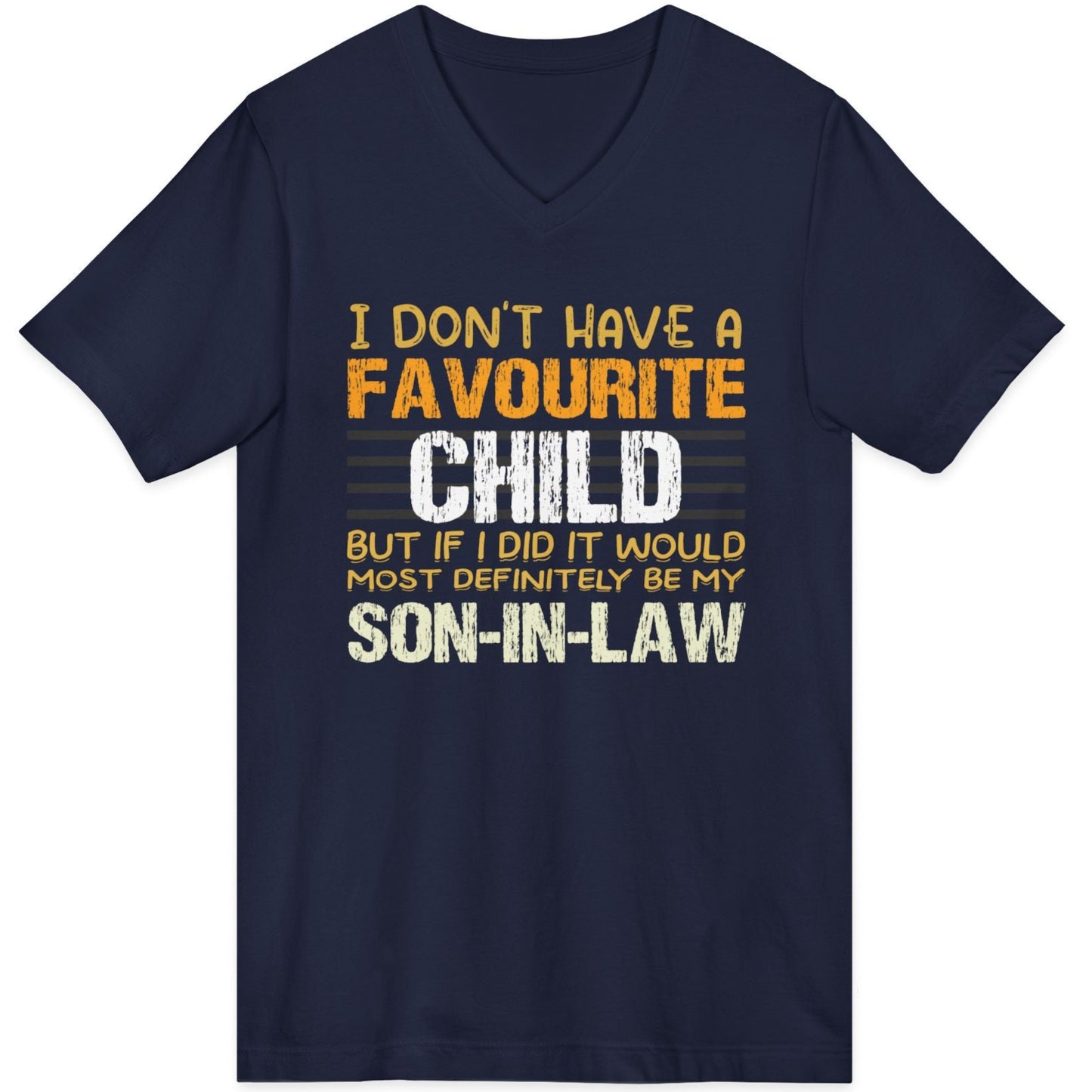 Navy blue t-shirt with humorous text design on a white background