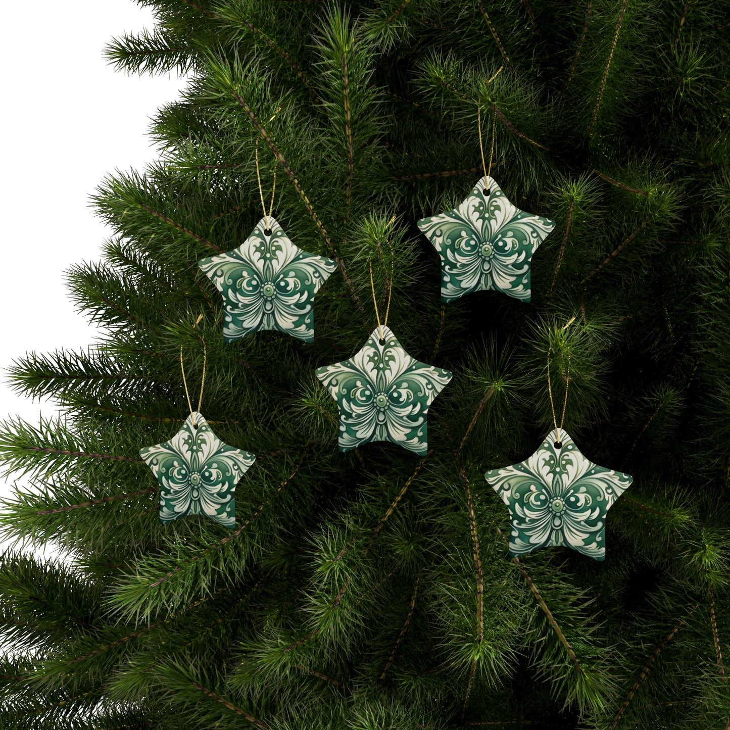 Green Swirl Ceramic Christmas Ornaments (1pcs, 5pcs, 10pcs, 20pcs)
