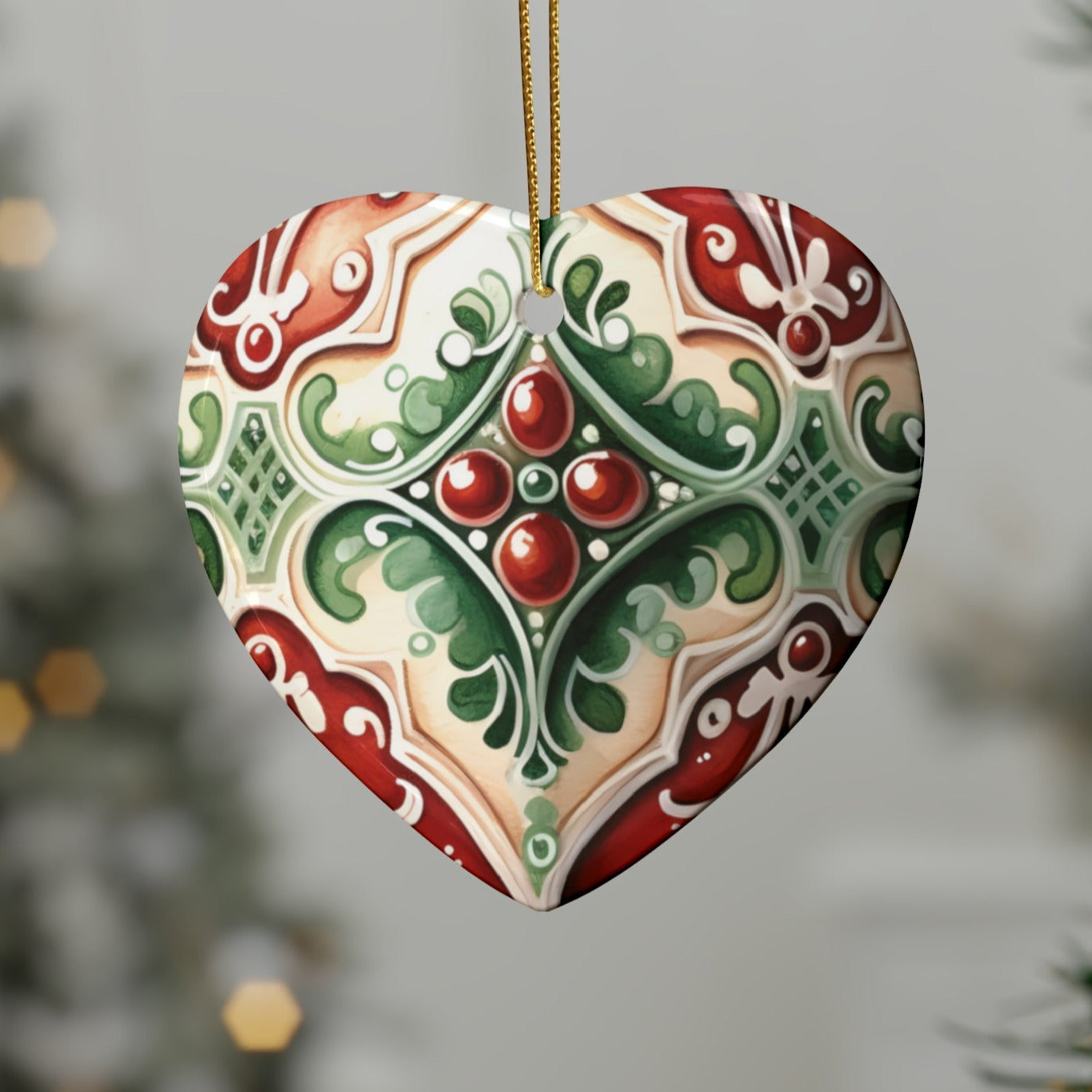 Green & Red Ruby Ceramic Christmas Ornaments (1pcs, 5pcs, 10pcs, 20pcs)