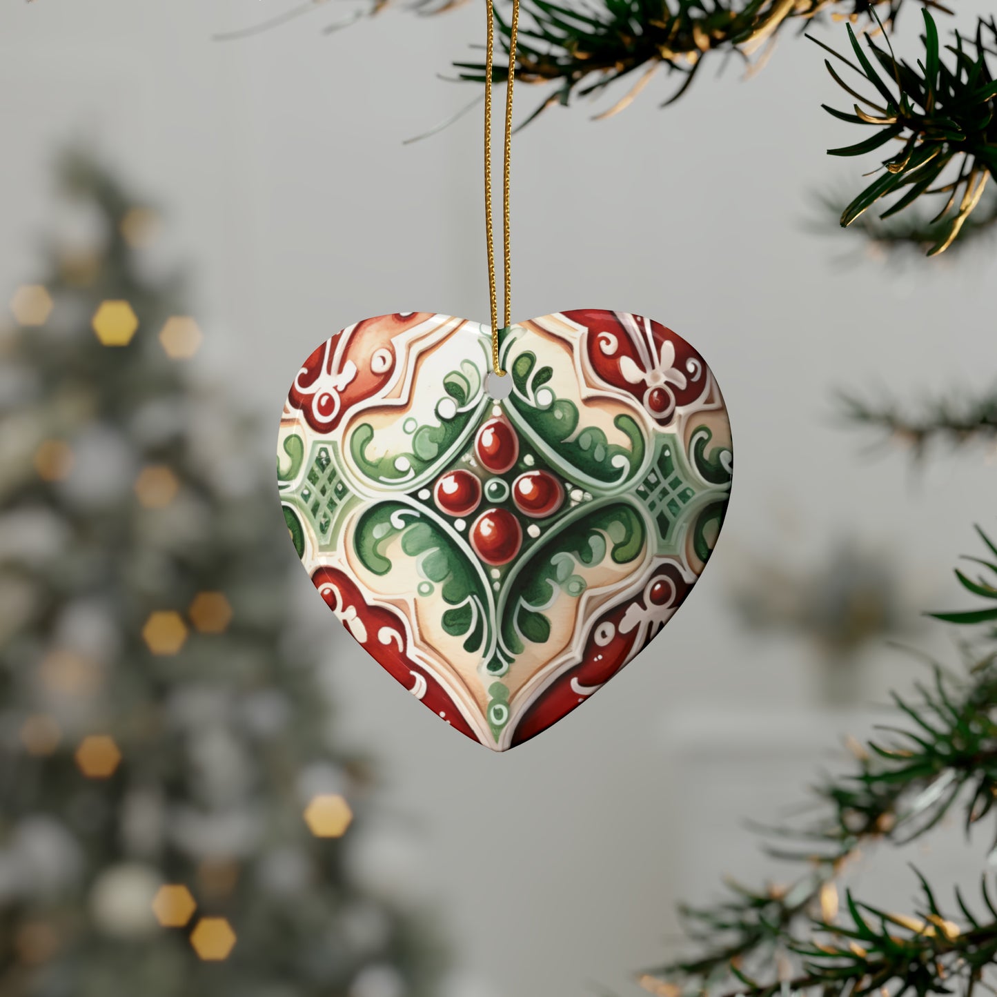 Green & Red Ruby Ceramic Christmas Ornaments (1pcs, 5pcs, 10pcs, 20pcs)