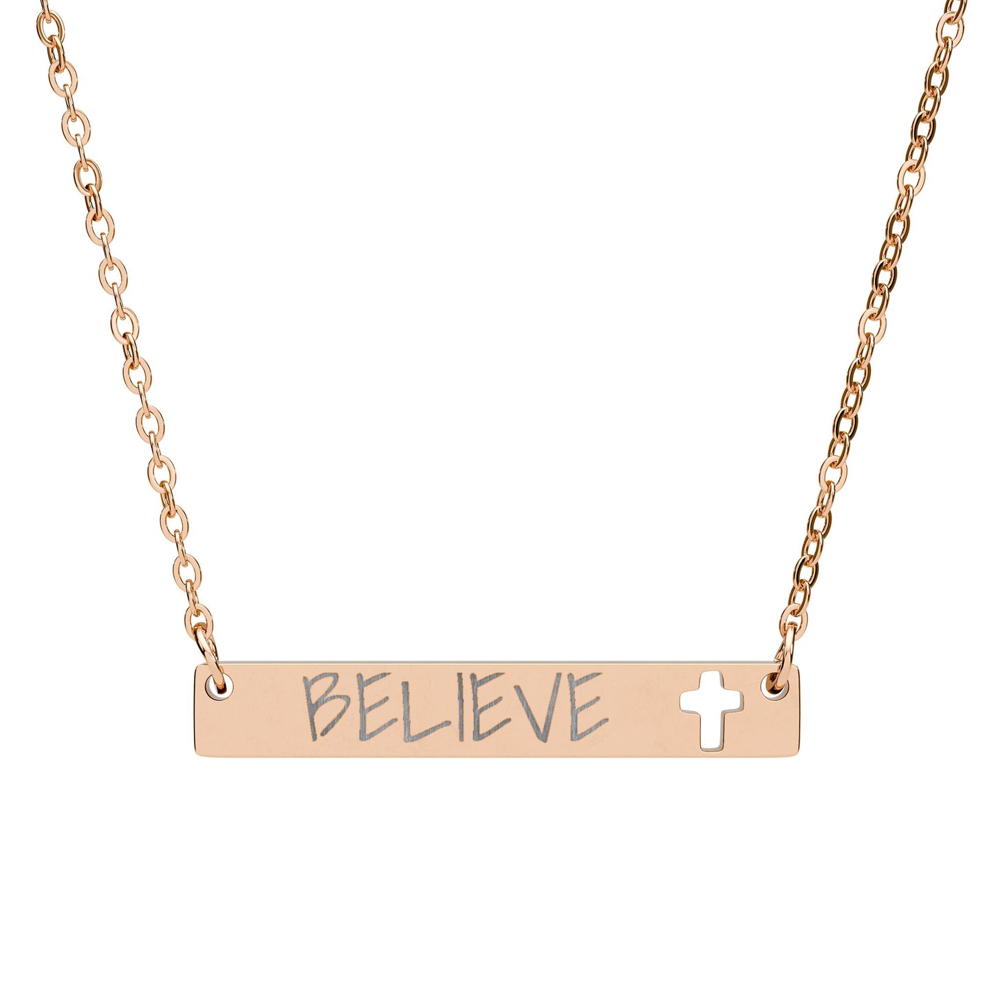 Personalized Engraved Cutout | Cross Bar Necklace