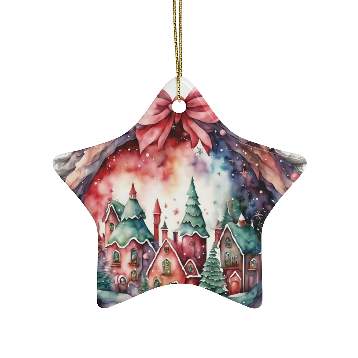 Idyllic Fantasy Christmas Scene | Ceramic Ornaments (1pcs, 5pcs, 10pcs, 20pcs) - 17