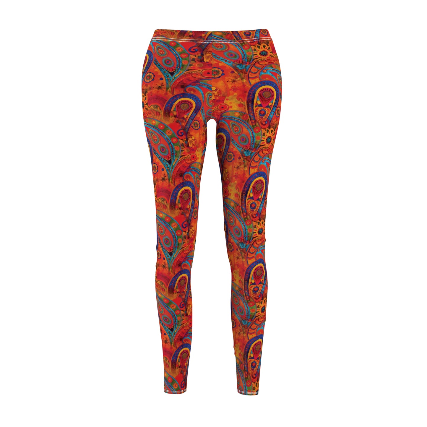 Burnt Orange Bohemian Swirls - Women's Cut & Sew Casual Leggings