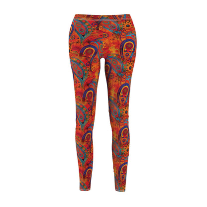 Burnt Orange Bohemian Swirls - Women's Cut & Sew Casual Leggings