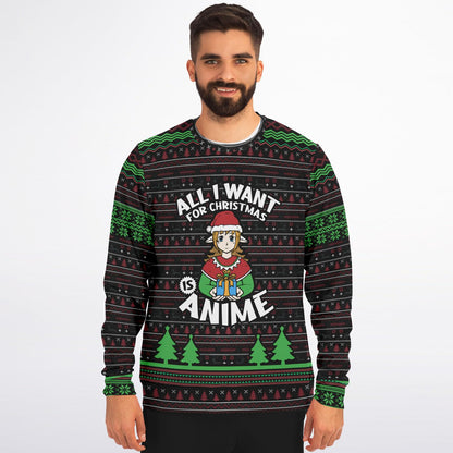 All I want for Christmas is Anime Ugly Christmas Sweater - Athletic Sweatshirt