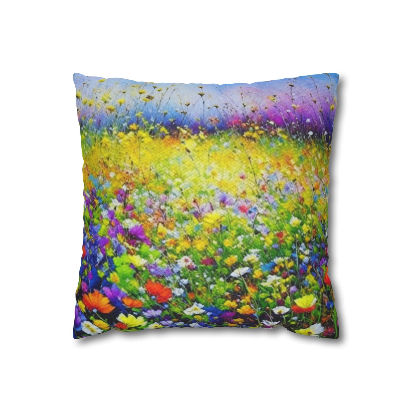 Wildflower Meadow - Spun Polyester Square Pillowcase Cushion Cover